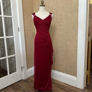 VTG Y2K 90s Red Glitter Shimmer Sparkly Mesh Princess Formal Prom Dress Gown